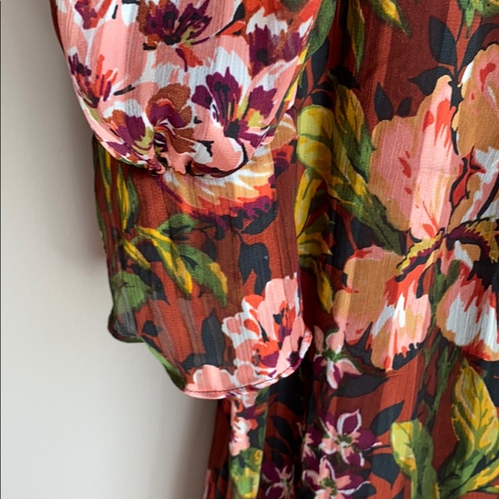 NWT TOPSHOP Fallen Floral Long Sleeve Midi Dress 2 - Picture 7 of 10